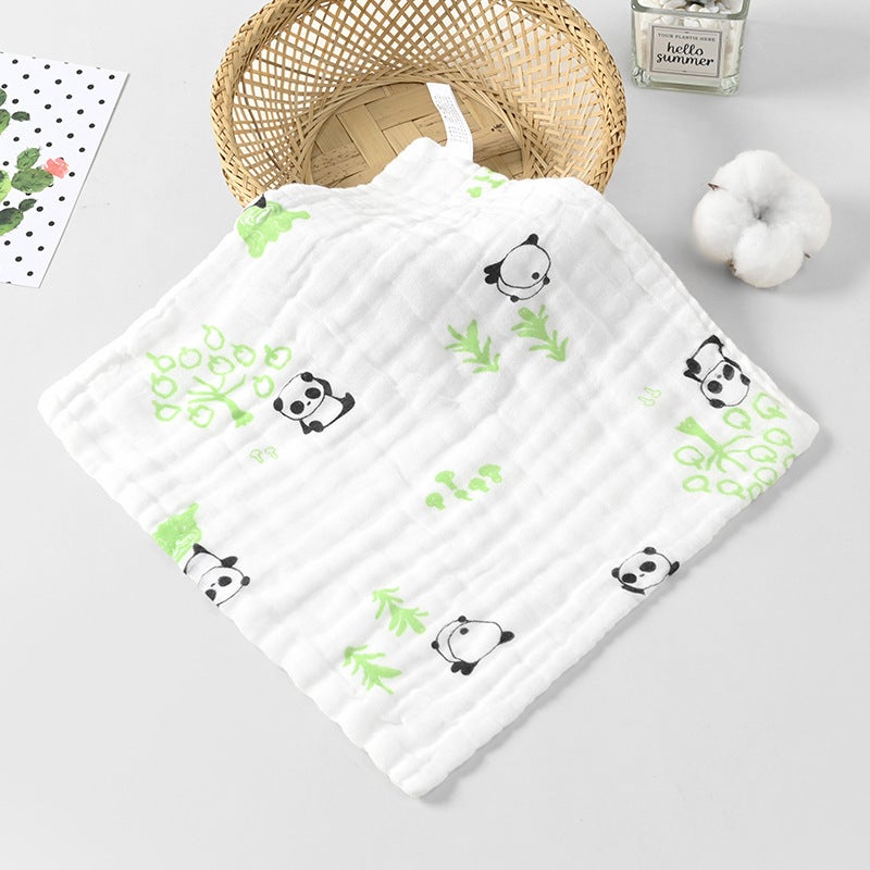 منشفة مربعة من قطن الجاز عالية الكثافة بست طبقات للأطفال نوع أ مطبوعة منشفة أطفال منشفة لعاب قطنية نقية - Image 1