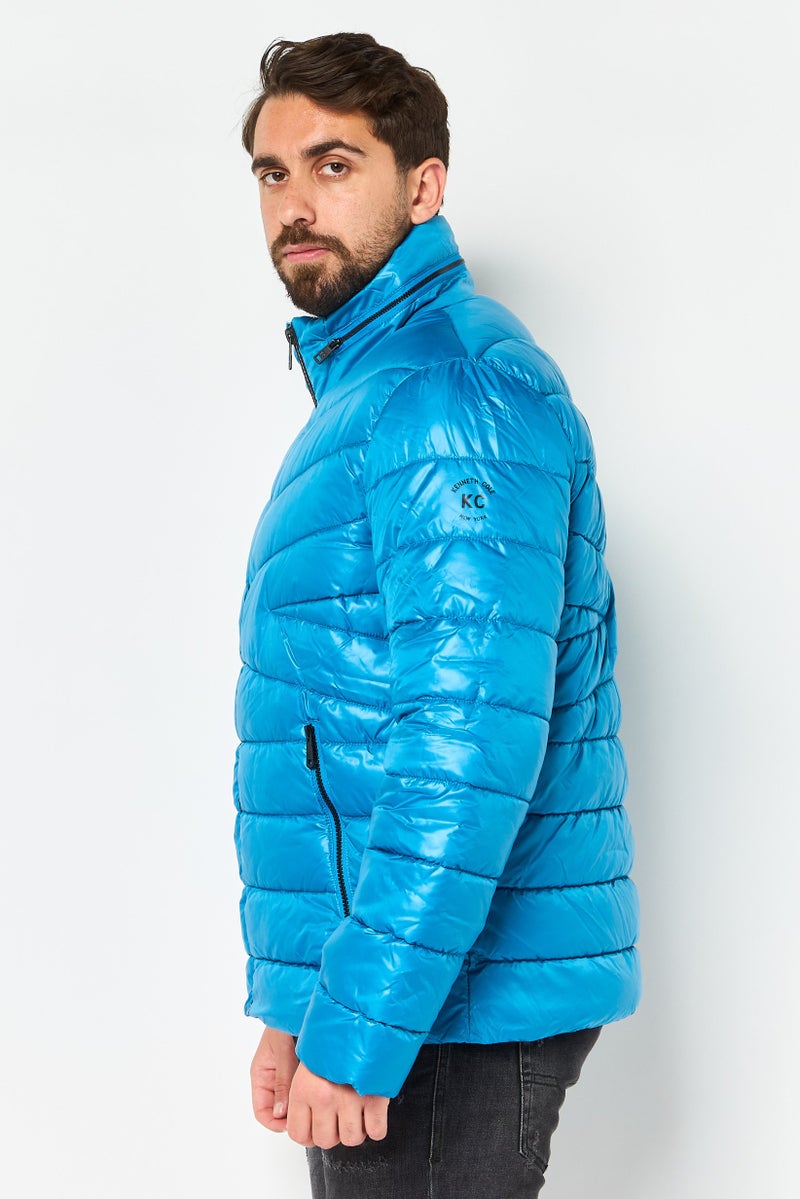 Kenneth Cole جاكيت بومبر مبطن للرجال، أزرق ساطع - Image 3
