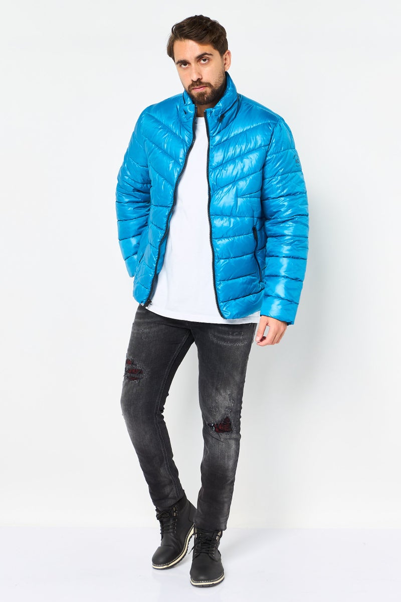 Kenneth Cole جاكيت بومبر مبطن للرجال، أزرق ساطع - Image 2