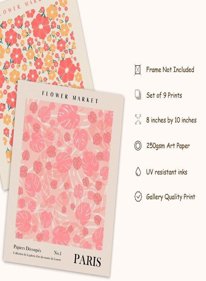 AnyDesign 9 Pcs Flower Market Decoration Matisse Wall Art Prints Floral Art Poster Unframed Drawing Posters for Gallery Back to School Aesthetic Living Room Bathroom Decor, 8 x10 Inch - Image 3