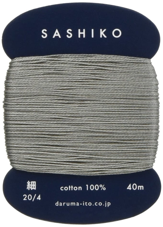 YOKOTA SASHIKO THREAD SINGLE AND VARIEGATED COLOR GREY THIN 40M CARD