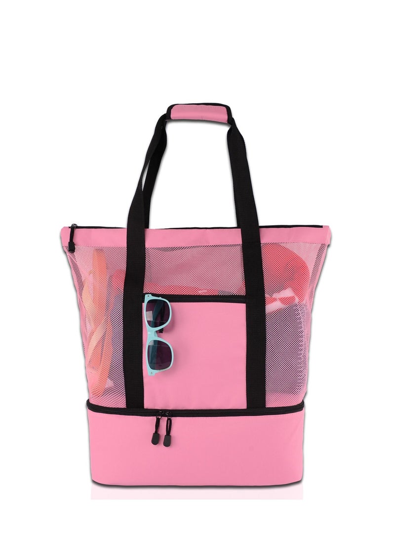 Loquat Beach Tote With Insulated Cooler Bag Pink