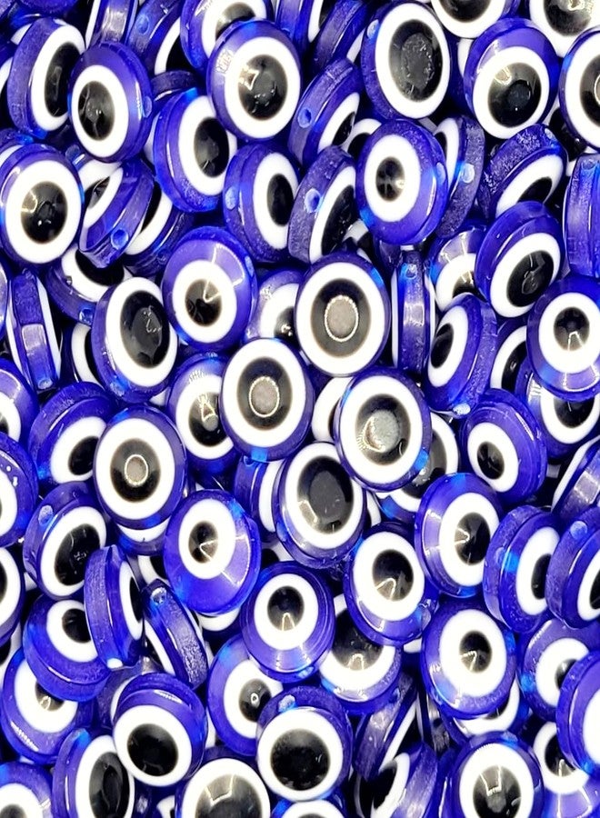 INDIKONB Flat Evil Eye Nazariya Charms Bead | Cute Devil Eye Beads | Blue Circle Beads (Pack of 100) (Flat 10 mm) - Image 1