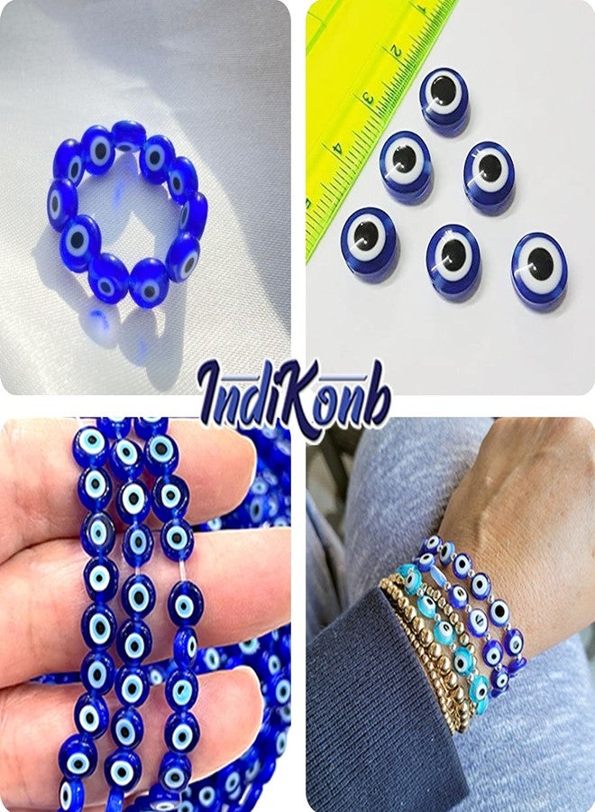 INDIKONB Flat Evil Eye Nazariya Charms Bead | Cute Devil Eye Beads | Blue Circle Beads (Pack of 100) (Flat 10 mm) - Image 4
