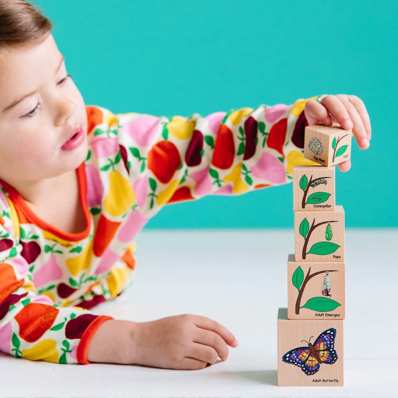 THE FRECKLED FROG Life Cycle Wooden Blocks - Set of 5 - Ages 12m+ - Science Toys for Toddlers - Explore 5 Stages of the Moth  Butterfly  Chicken  Frog - Image 4