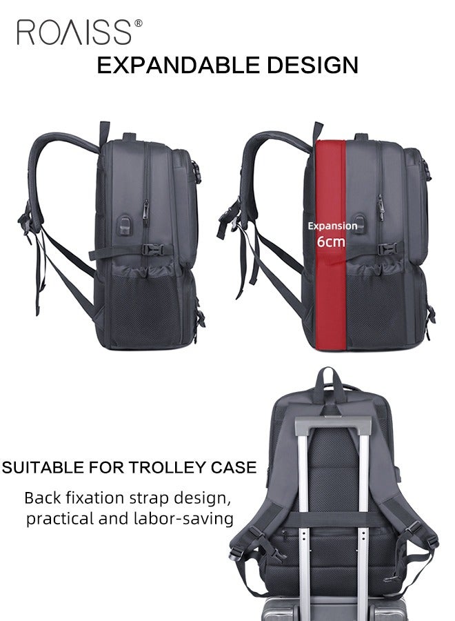 رويس حقيبة ظهر متعددة الوظائف للسفر مع مقصورة للأحذية، حقيبة ظهر كبيرة الحجم مقاومة للماء مع منفذ شحن USB، حقيبة سفر صغيرة مع فصل بين الأغراض الرطبة والجافة، مناسبة للتنقل اليومي والرحلات الجوية الليلية والرحلات القصيرة - Image 5