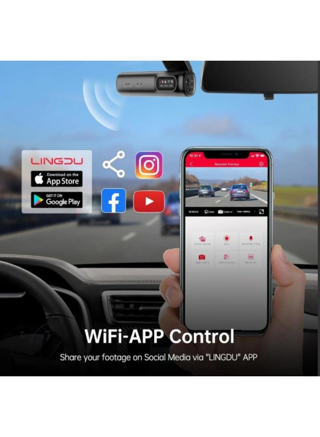 LINGDU D200 3K Ultra HD Dash Cam - Dual Channel Front and Rear Camera, WiFi App Control, Night Vision, GPS & G-Sensor. - Image 4