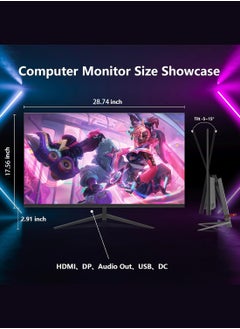 HILUKE 32-Inch Curved Gaming Monitor, WQHD 2560x1440, 165Hz Refresh Rate, 1ms Response Time (GTG/MPRT), 2800R Curvature, HDR, FreeSync, 99% sRGB Color Gamut, Low Blue light, HDMI/DisplayPort, VESA support, Tilt Adjustable  - Image 2