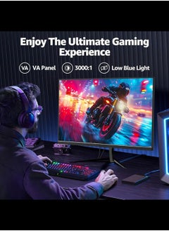 HILUKE 32-Inch Curved Gaming Monitor, WQHD 2560x1440, 165Hz Refresh Rate, 1ms Response Time (GTG/MPRT), 2800R Curvature, HDR, FreeSync, 99% sRGB Color Gamut, Low Blue light, HDMI/DisplayPort, VESA support, Tilt Adjustable  - Image 5