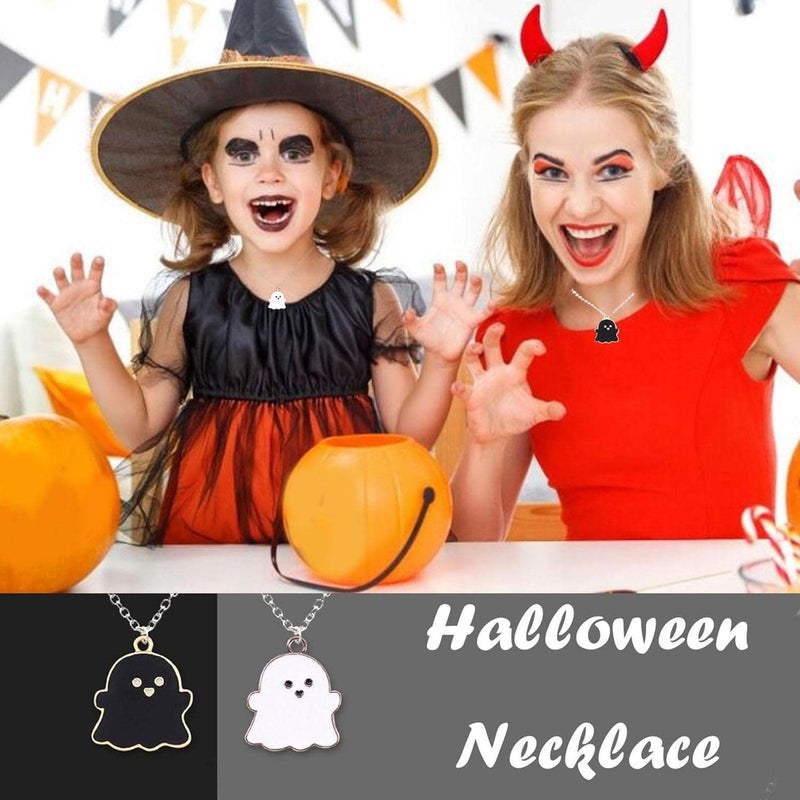 woobles Cute Cartoon Ghost Friendship Couple Pendant Necklaces, Black and White Ghost Necklaces Couples Friendship for Best Friend Lovely Women Necklaces Jewelry, One-size White - Image 4
