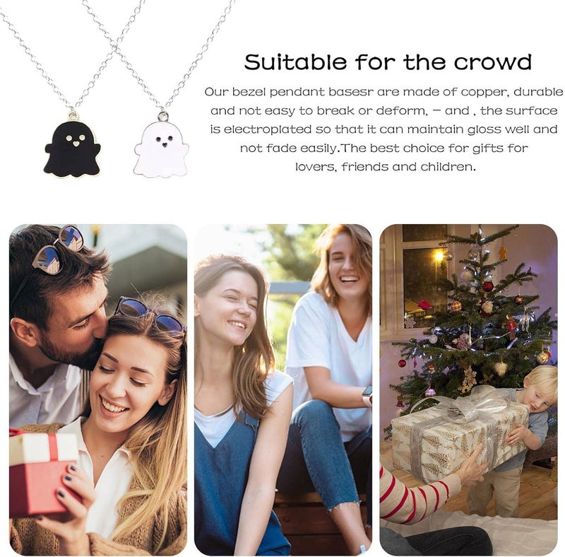 woobles Cute Cartoon Ghost Friendship Couple Pendant Necklaces, Black and White Ghost Necklaces Couples Friendship for Best Friend Lovely Women Necklaces Jewelry, One-size White - Image 5