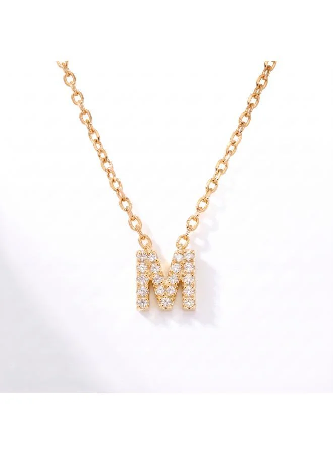 Letter M  Initial Pendant Necklace 18k Gold Plated