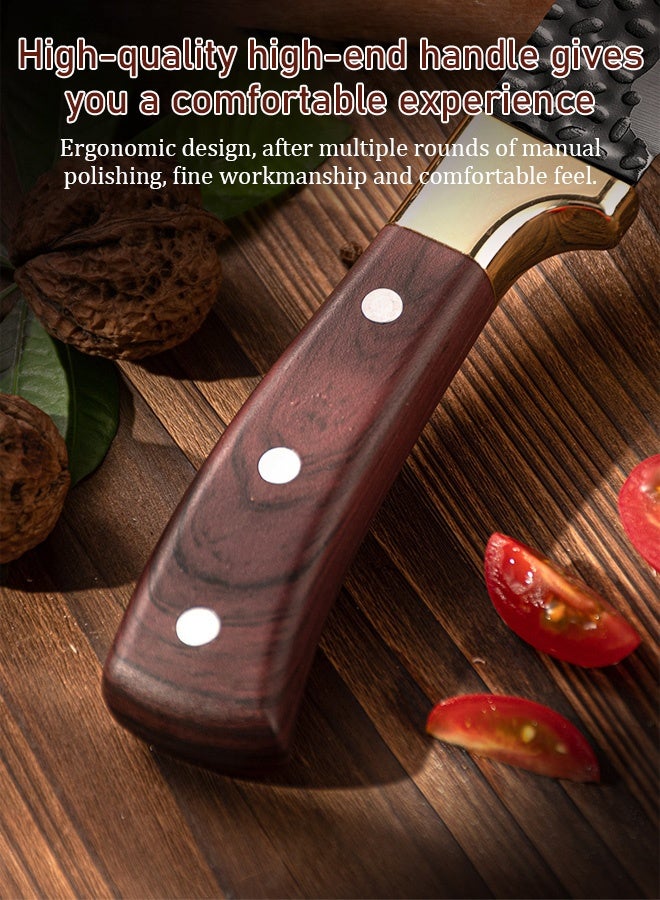 Hand-forged sharp boning knife three-piece set, knife set, sharp high carbon stainless steel boning knife, meat cleaver, bone razor, kitchen knife (with leather sheath) - Image 3