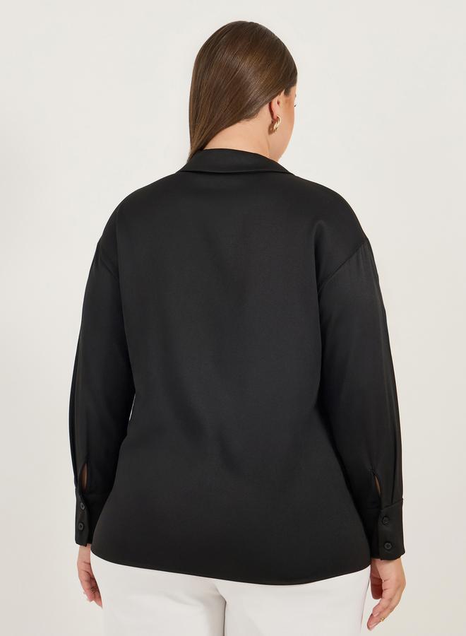 Styli Plus Size Notch Collar Long Sleeve Blouse - Image 4