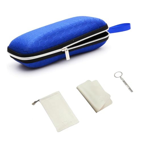 LRZCGB Zipper Eyeglasses Case, Honeycomb Glasses Sunglasses Case Box Protector for Men & Women or Children(Blue) - Image 1