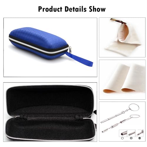 LRZCGB Zipper Eyeglasses Case, Honeycomb Glasses Sunglasses Case Box Protector for Men & Women or Children(Blue) - Image 3