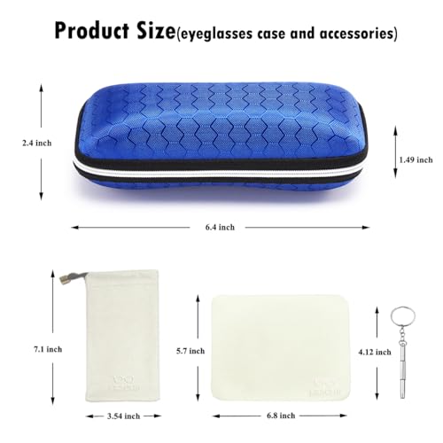 LRZCGB Zipper Eyeglasses Case, Honeycomb Glasses Sunglasses Case Box Protector for Men & Women or Children(Blue) - Image 2