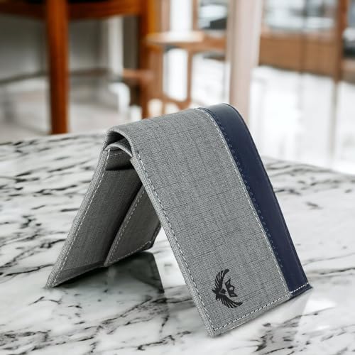 LORENZ Men's Stylish Bi-Fold Grey & Blue Wallet with Coin Pocket & Card Holders – Slim PU Leather Wallet for Men - Image 5