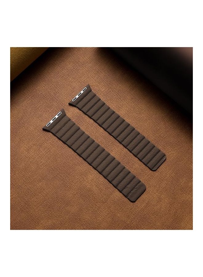 NIBEMINENT Two Loop Replacement Watchband For Apple Watch Series 7 41mm/6 & Se 5 4 40mm/3 2 1 38mm Dark Brown  - Image 1