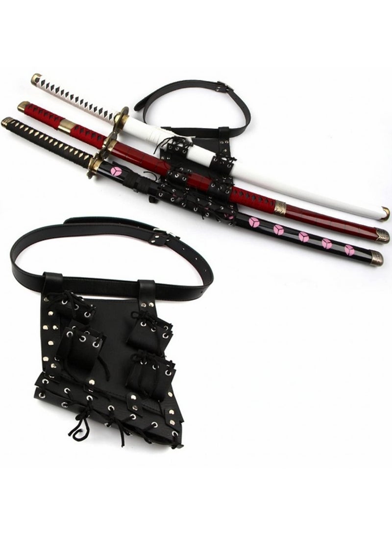 Leather Sword Holder Bag Adjustable Waistband Strap for Roronoa Zoro Cosplay, Ninja, Hero, Anime Costume, Halloween, Medieval Role Play Props PU Leather Holster  - Image 2