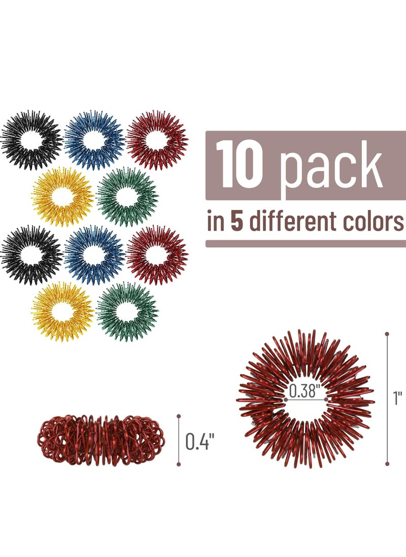 Generic Spiky Sensory Rings, 10 Pack, Stress Relief Fidget Sensory Toys, Fidget Rings, Fidget Ring for Anxiety, Stress Relief Rings, Massager for Fidget ADHD Autism, Silent Stress Reducer Ring  - Image 2