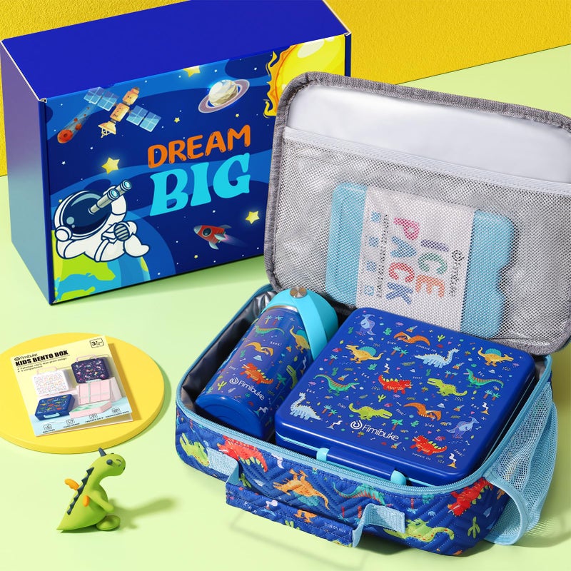 Fimibuke Kids Bento Lunch Box with 4 Compartments, Insulated lunch Bag, Stainless Steel Insulated Water Bottle, Ice Pack & Utensils Set, Birthday Gifts for Ages 3-12 Back to School Toddler Girls Boys - Image 3