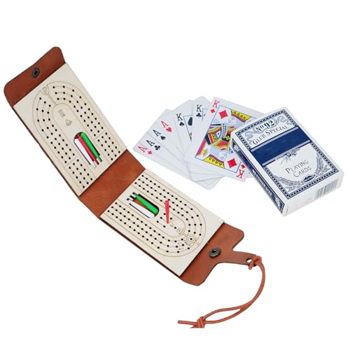 PARAROSE Travel Cribbage Board Game Set Portable Travel Games Includes Storage Space 1 Deck 6 Pegs of Cards and Instructions Classic Family Cribbage Game Ideal for Family Fun and Entertaining - Image 1