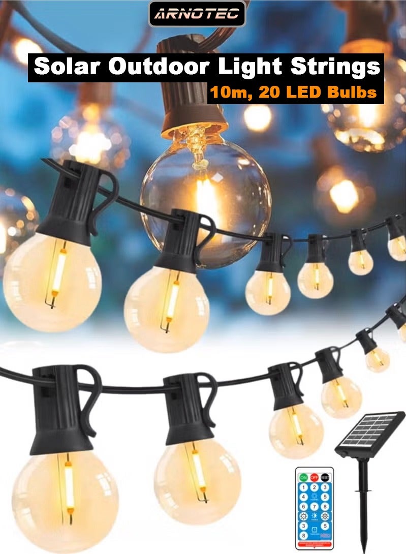 ARNOTEC Outdoor Solar Fairy Lights, Bulbs, Fairy Lights, 10m, 20 LED Bulbs, Garden Fairy Lights with Remote Control, Light Spacing 40cm - Warm White IP65 Waterproof - Image 1