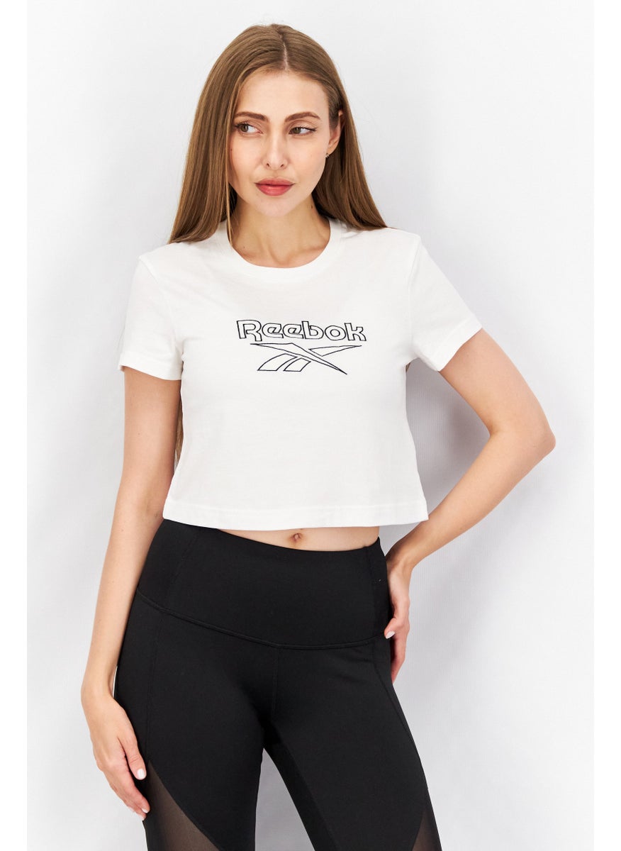 Reebok Women Sportswear Fit Short Sleeve Running T-Shirts, White  - Image 1