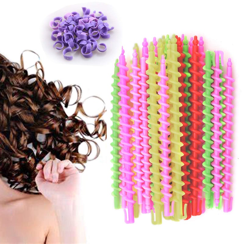 50 Pack Plastic Spiral Hair Perm Rods  Hairdressing Styling Curling Rods for Women and Girls