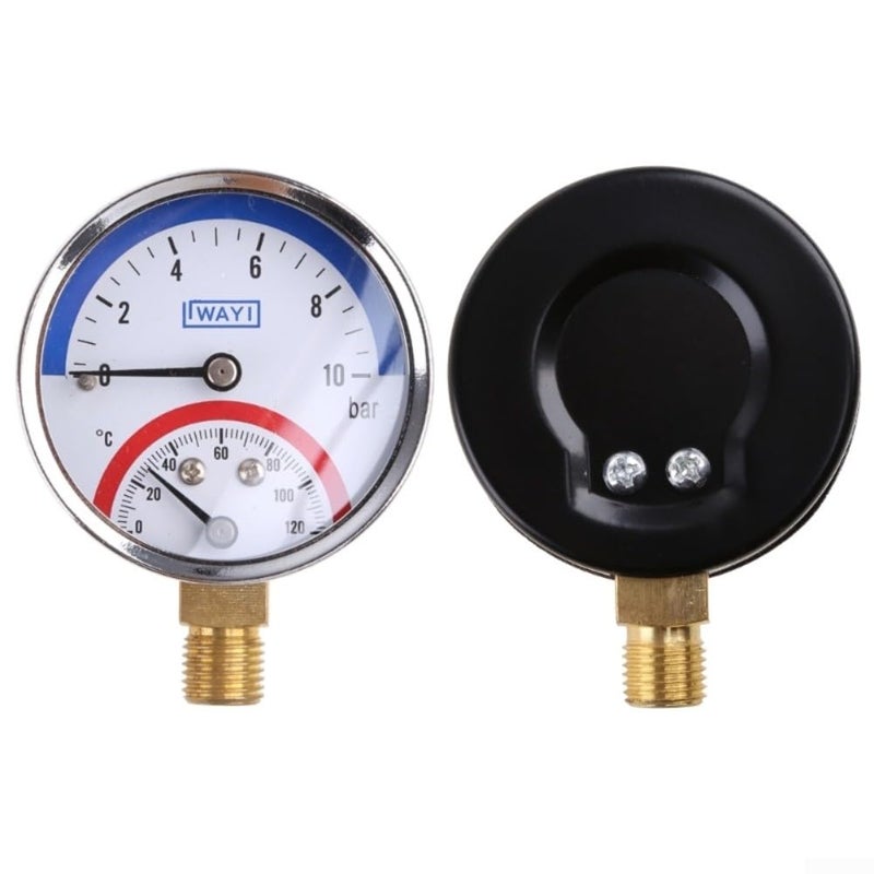 Dual Display Pressure Gauge And Thermometer For Floor Heating 10 Bar G1 Inch Thread - Image 5