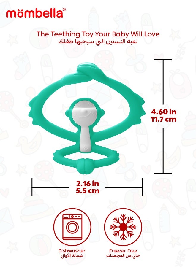 Mombella Hugging Monkey Teether Toy | BPA-Free Silicone | Safe & Hygienic Teething Toy | Soft & Flexible Design | 3-6 Months | Dimensions: L 7.4 x W 6.4 x H 6.5 cm - Image 4