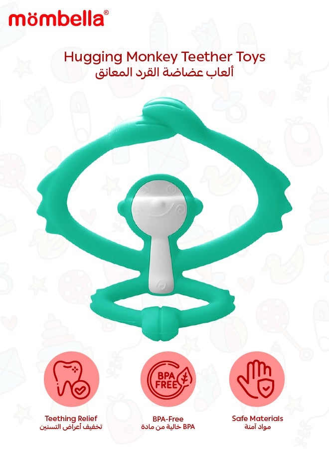 Mombella Hugging Monkey Teether Toy | BPA-Free Silicone | Safe & Hygienic Teething Toy | Soft & Flexible Design | 3-6 Months | Dimensions: L 7.4 x W 6.4 x H 6.5 cm - Image 1