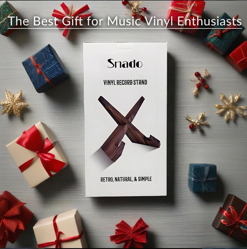 Snado â€ŒNow Playing Vinyl Record Album Stand - Rustic Brown Handcrafted Solid Wood Retro Display & Storage Holder, Gifts for LP Lovers - Image 2