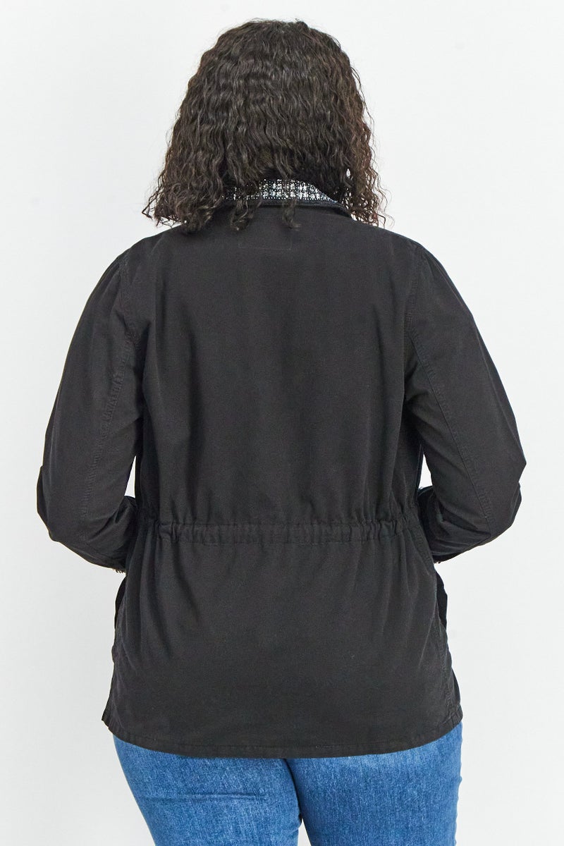 TWINSET Women Textured Long Sleeve Jacket, Black - Image 3