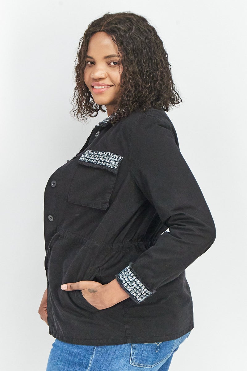TWINSET Women Textured Long Sleeve Jacket, Black - Image 2
