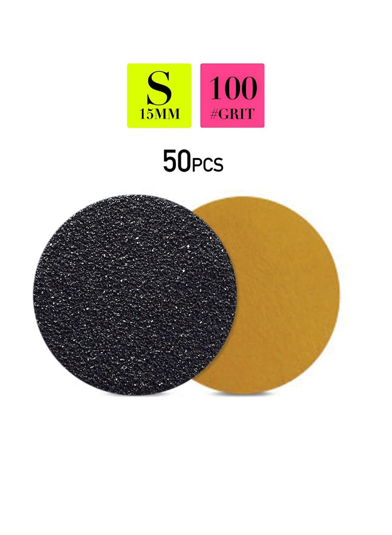 brunson 50pcs Self-adhesive Sandpaper Disk Replacement Pad Foot File Disc for Electric Rasp Files Callus Cuticle Hard Dead Skin Removal Pedicure Tools 100 Grit 15MM - Image 2