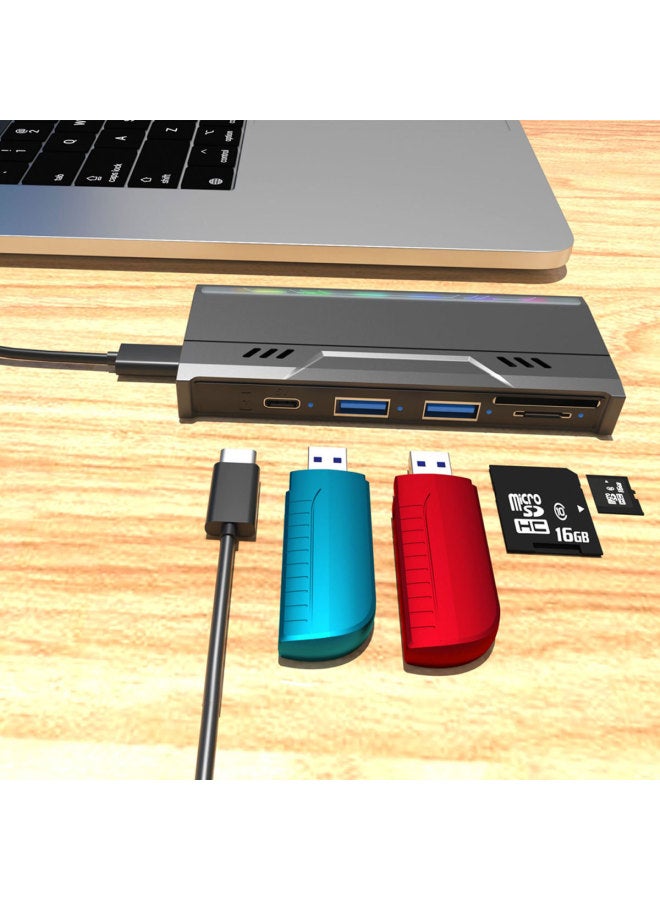 Private Model Multi-functional M.2 Solid State Hard Disk Box NGFF/NVM Dual Protocol HUB/SD/TF Hard Disk Box-Color:Black - Image 3