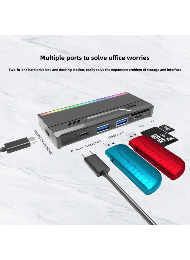 Private Model Multi-functional M.2 Solid State Hard Disk Box NGFF/NVM Dual Protocol HUB/SD/TF Hard Disk Box-Color:Black - Image 4