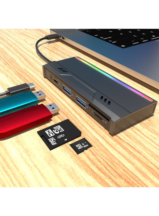 Private Model Multi-functional M.2 Solid State Hard Disk Box NGFF/NVM Dual Protocol HUB/SD/TF Hard Disk Box-Color:Black - Image 2