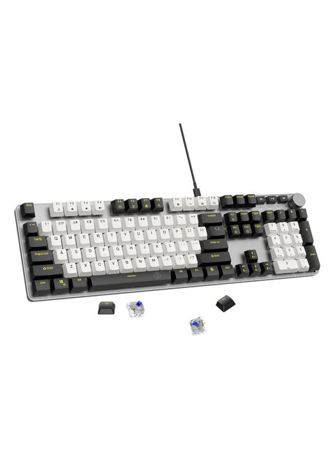 RGB Anti-ghosting Mechanical Keyboard, Tactile Blue Switches, Adjustable Knob for Keyboard Brightness, 108 Keys Gaming Keyboard, 3 Mode (Black)