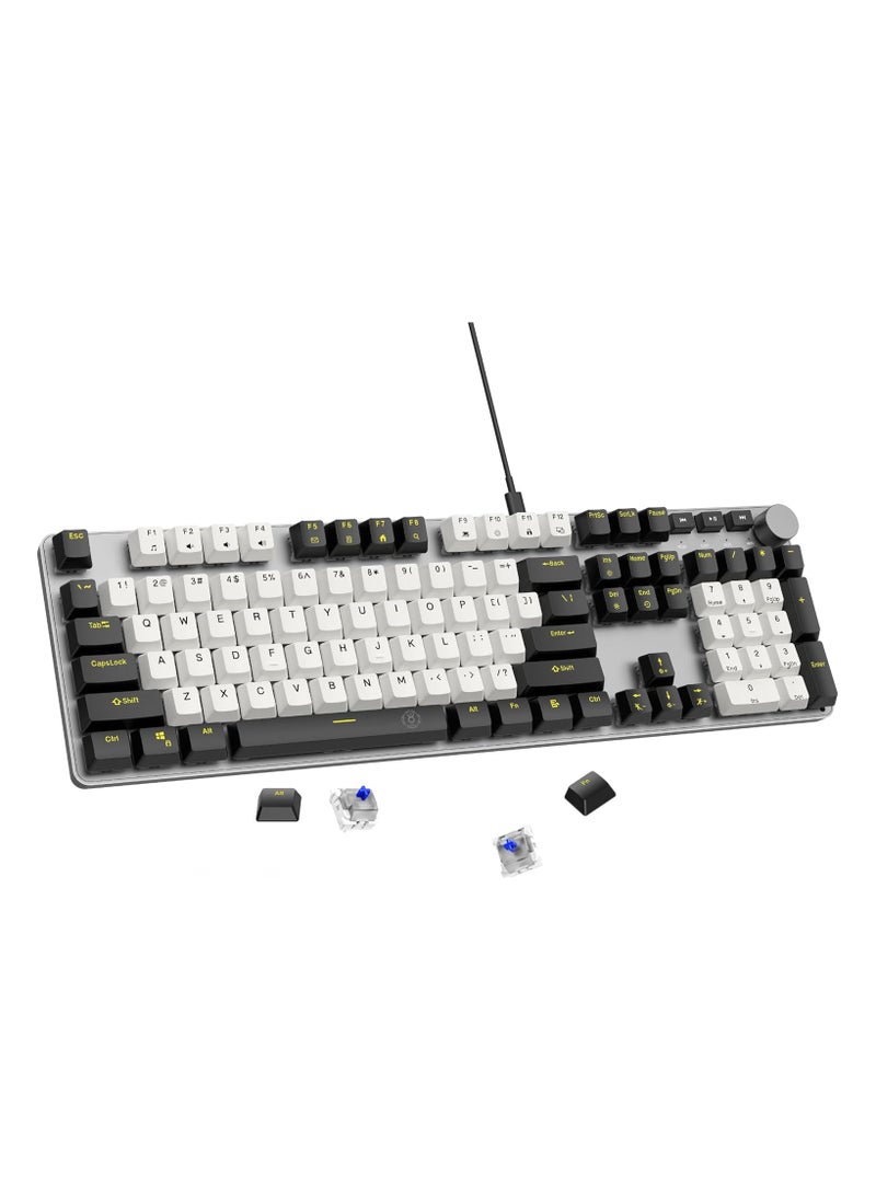 ZIPFORCE - RGB Anti-ghosting Mechanical Keyboard, Tactile Blue Switches, Adjustable Knob for Keyboard Brightness, 108 Keys Gaming Keyboard, 3 Mode (Black) - Image 1
