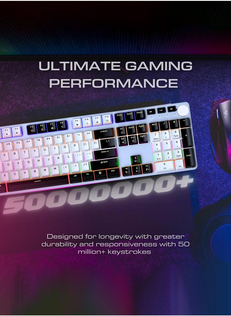 ZIPFORCE - RGB Anti-ghosting Mechanical Keyboard, Tactile Blue Switches, Adjustable Knob for Keyboard Brightness, 108 Keys Gaming Keyboard, 3 Mode (Black) - Image 1