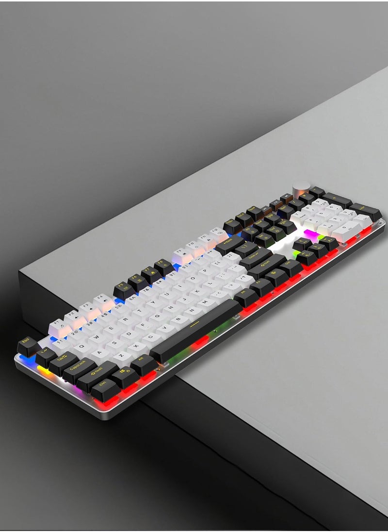 ZIPFORCE - RGB Anti-ghosting Mechanical Keyboard, Tactile Blue Switches, Adjustable Knob for Keyboard Brightness, 108 Keys Gaming Keyboard, 3 Mode (Black) - Image 1
