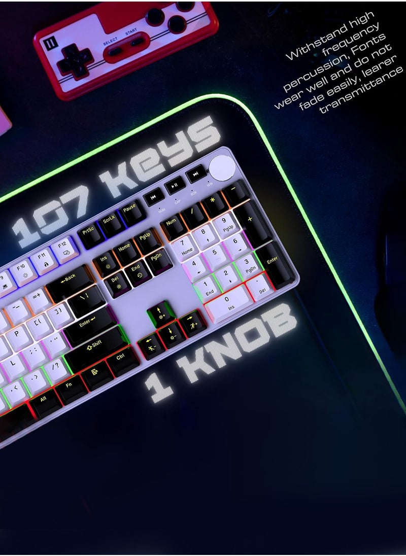 ZIPFORCE - RGB Anti-ghosting Mechanical Keyboard, Tactile Blue Switches, Adjustable Knob for Keyboard Brightness, 108 Keys Gaming Keyboard, 3 Mode (Black) - Image 1