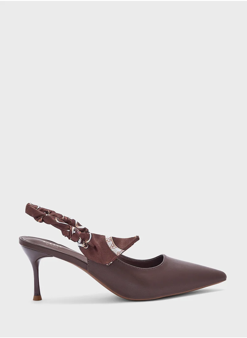 ايلا Scarf  Detail Pointy Toe Sling Back Pump