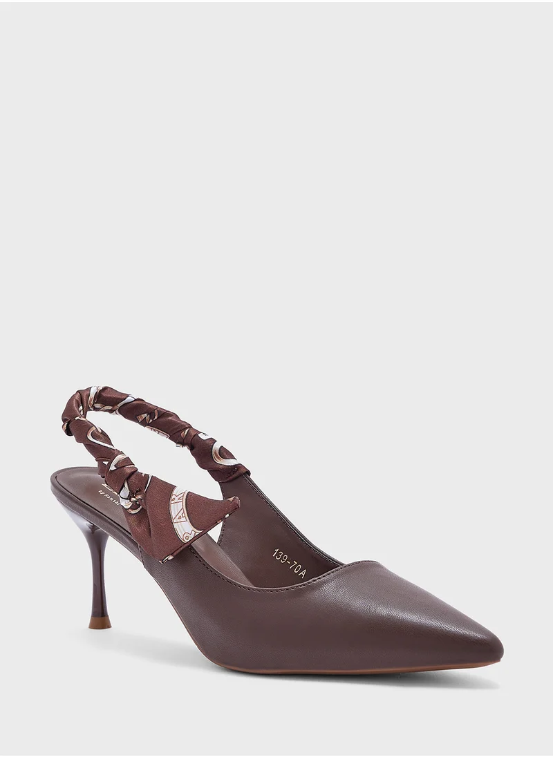 ايلا Scarf  Detail Pointy Toe Sling Back Pump