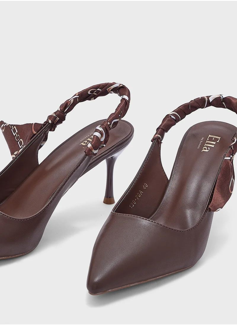 ايلا Scarf  Detail Pointy Toe Sling Back Pump