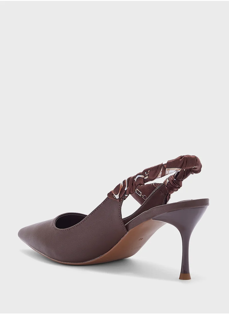 ايلا Scarf  Detail Pointy Toe Sling Back Pump