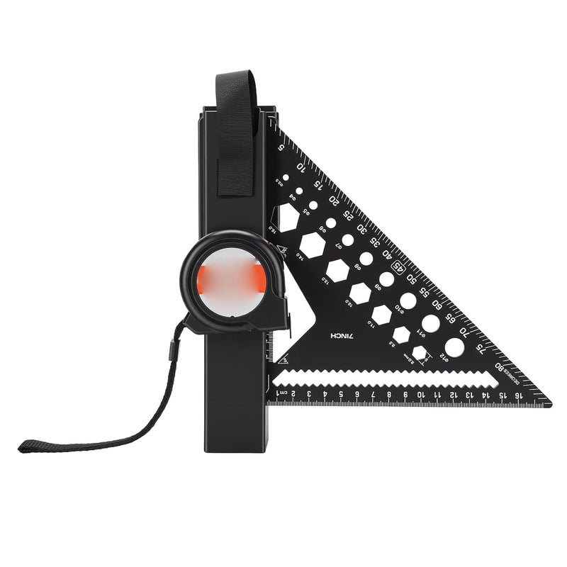 7 Inch Rafter Square Set With 5m Steel Tape Measure Belt Clamp Holder For Carpentry - Image 2